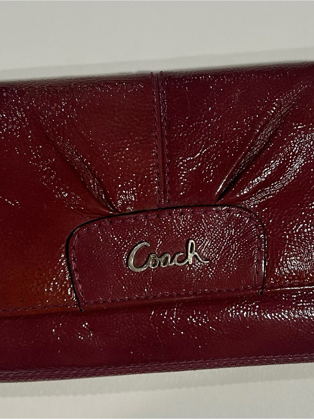 Coach Patent Leather Wallet in Deep Red